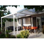 Pergola Alu blanc 3 poteaux adossée 