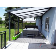 Pergola Alu adossée au mur gris 7016 7x3