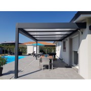 Structure Seule Pergola Toit Plat Aluminium Adossée (pour toiture polycarbonate, panneau sandwich, solaire photovoltaique, verre