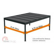 Structure Seule Pergola Toit Plat Aluminium Auto-Portée (pour toiture polycarbonate, panneau sandwich, solaire photovoltaique)