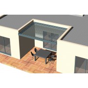 Pergola bioclimatique S3 entre murs lames parallèles 