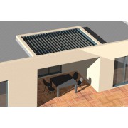 Pergola bioclimatique perpendiculaire entre 4 murs