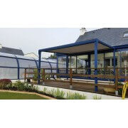 Pergola toile enroulable 4x4 bleu autoportante 