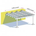 Pergola Toile Micro-Perforée Rétractable 06 TP4 Velum DICKSON PVC SUNWORKER Manuelle Adossée en Aluminium Sur Mesure