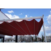 Pergola toile rétractable micro-perforée rouge