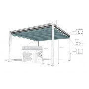 Pergola toile rétractable étanche autoportée avec armature aluminium