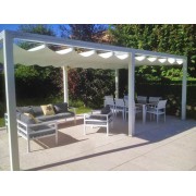 Pergola toile rétractable étanche 6 poteaux 7x4