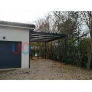 Carport adossé 10x5 toit plat panneau sandwich