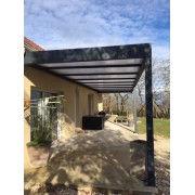 Structure Seule Pergola Toit Plat Aluminium Adossée (pour toiture polycarbonate, panneau sandwich, solaire photovoltaique, verre