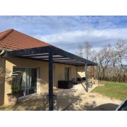 Structure Seule Pergola Toit Plat Aluminium Adossée (pour toiture polycarbonate, panneau sandwich, solaire photovoltaique, verre