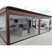 Store cristal coffre et coulisses Brun pour pergola