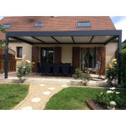 Pergola aluminium 6x3.5 toit plat panneaux sandwich