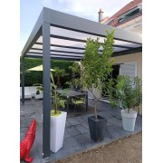 Structure Seule Pergola Toit Plat Aluminium Adossée (pour toiture polycarbonate, panneau sandwich, solaire photovoltaique, verre