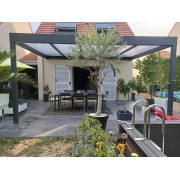 Structure Seule Pergola Toit Plat Aluminium Adossée (pour toiture polycarbonate, panneau sandwich, solaire photovoltaique, verre