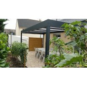 Structure Seule Pergola Toit Plat Aluminium Adossée (pour toiture polycarbonate, panneau sandwich, solaire photovoltaique, verre