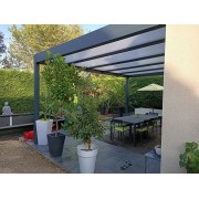 Structure Seule Pergola Toit Plat Aluminium Adossée (pour toiture polycarbonate, panneau sandwich, solaire photovoltaique, verre