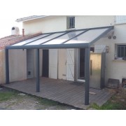 Pergola Aluminium pente 10 degré toit polycarbonate