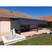 pergola toile enroulable avec stores screen motorisés toile micro perforée charcoal