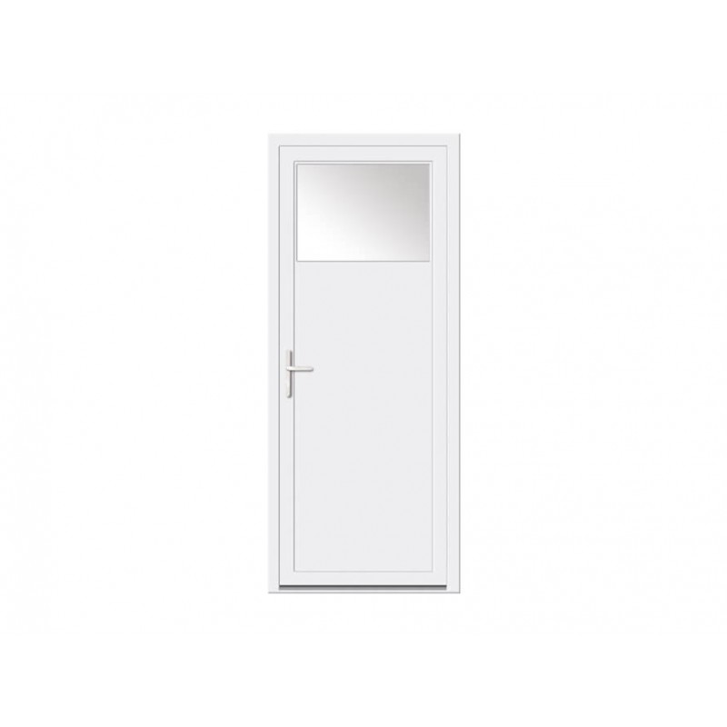 Porte de service PVC 1/3 vitrée H.200 x l.80 cm gris ext/blanc int