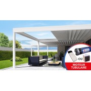 Pergola Toit Retractable Moteur Télécommande et Interrupteur