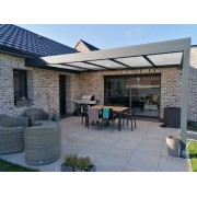 Pergola toit plat terrase en L 