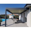 Pergola Aluminium Toit Plat Panneaux Sandwich Isolant Épaisseur 32mm H3 Adossée Sur Mesure