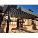 Pergola Bioclimatique Aluminium H3 Adossée Lames Orientables Perpendiculaires Électrique (Moteurs Double Vérins) Sur Mesure