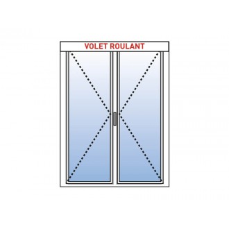 Porte Fenêtre PVC 2 Vantaux VEKA avec Volet Roulant Électrique (Moteur Somfy ou Simu) ou Manuel Intégré Sur Mesure