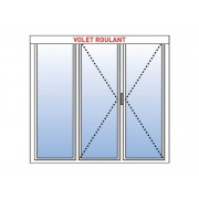 Porte fenêtre PVC 3 vantaux avec volet roulant intérieur intégré