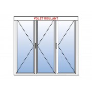 Porte fenêtre PVC 3 Ouvrants avec volet roulant intérieur intégré