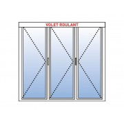 Porte fenêtre PVC 3 Ouvrants avec volet roulant intérieur intégré