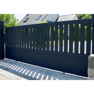 Portail Coulissant Aluminium Audrey Semi Ajouré Vertical Manuel ou Électrique (Moteur Somfy ou Nice) Sur Mesure