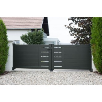 Portail Battant Aluminum Soazic Plein & Ajouré Horizontal Manuel ou Électrique (Moteur Somfy ou Nice) Sur Mesure