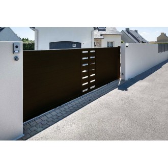 Portail Coulissant Aluminium Soazic Plein & Ajouré Horizontal Manuel ou Électrique (Moteur Somfy ou Nice) Sur Mesure