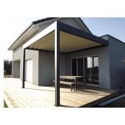 Pergola Aluminium Toit Retractable sur Terrasse Bois