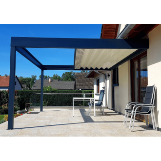 Pergola Rétractable Aluminium Motorisée H4 Adossée Sur Mesure