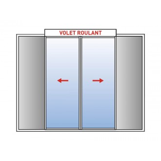 Baie Vitrée Coulissante à Galandage Aluminium 2 Vantaux KAWNEER Monorail avec Volet Roulant Motorisé ou Manuel Intégré