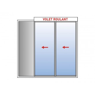 Baie Vitrée Coulissante à Galandage Aluminium 2 Vantaux KAWNEER Refoulement Même Côté (gauche) Birail Avec Volet Roulant Intégré