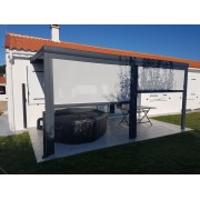 Pergola toile enroulable avec stores en façade