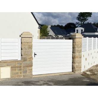 Portillon PVC Scott Droit Plein Blanc, Gris, Beige ou Chêne Doré Sur Mesure