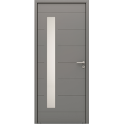 Porte d'Entrée Aluminium Luzia Vitrage Rectangle avec Rainures Horizontales Sur Mesure