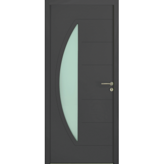 Porte d'Entrée Aluminium 60 Hobby Design Vitrage Demi-Lune Moderne Sur Mesure