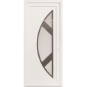 Porte d'Entrée PVC Cyclone F3 Vitrage Sablé Dépoli Demi-Lune Contour Inox Blanc, Gris ou Chêne Sur Mesure