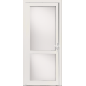 Porte d'Entrée PVC Bardane 3 Vitrage Intégral & 1 Traverse Horizontale Blanc, Gris, Beige ou Chêne Sur Mesure