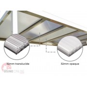 Plaque polycarbonate translucide 32 mm pour pergola, carport, véranda, préau, cloison