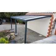 Structure Seule Carport Pente Aluminium Adossée (pour toiture polycarbonate, panneau sandwich, solaire photovoltaique, verre)