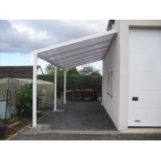 Structure Seule Carport Pente Aluminium Adossée (pour toiture polycarbonate, panneau sandwich, solaire photovoltaique, verre)