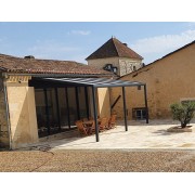 Structure Seule Pergola Pente Aluminium Adossée (pour toiture polycarbonate, panneau sandwich, solaire photovoltaique, verre)