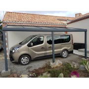 Structure Seule Carport Pente Aluminium Adossée (pour toiture polycarbonate, panneau sandwich, solaire photovoltaique, verre)