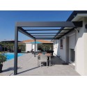 Structure Seule Pergola Aluminium Toit Plat H3 Adossée (Armature Sans Plaque) Sur Mesure